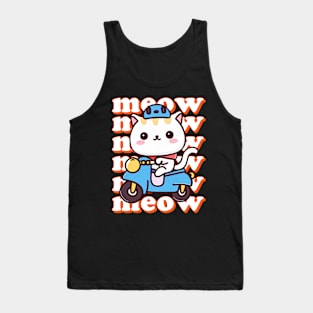 Cute Kawaii Cat Vintage Design Tank Top